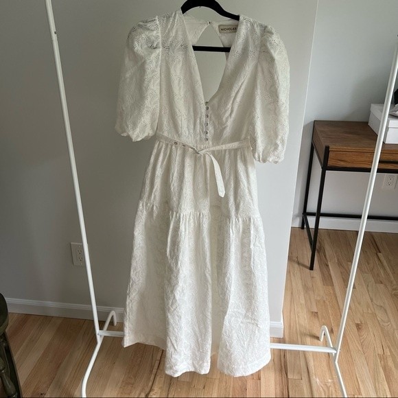 Nicholas Cellie Cotton Featherington Eyelet White Dress Size 2 - Picture 7 of 12